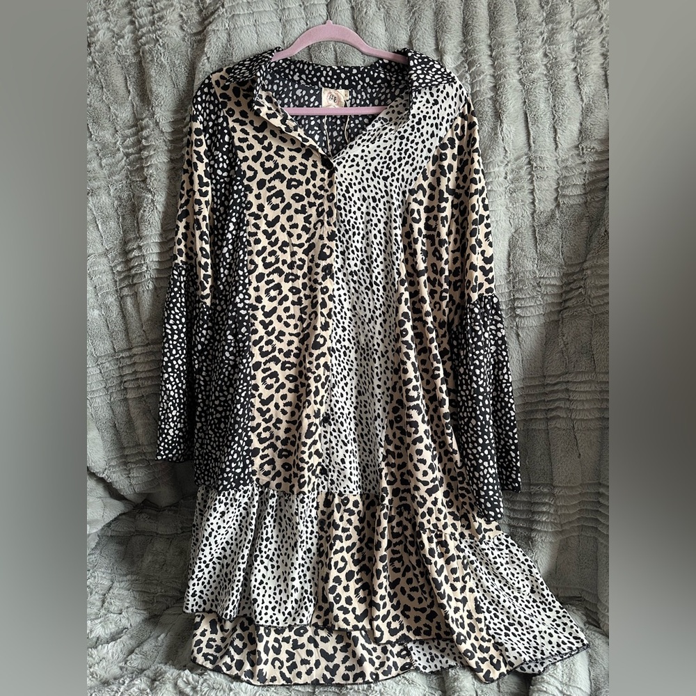 Grace & Emma Animal Print Shirt Dress